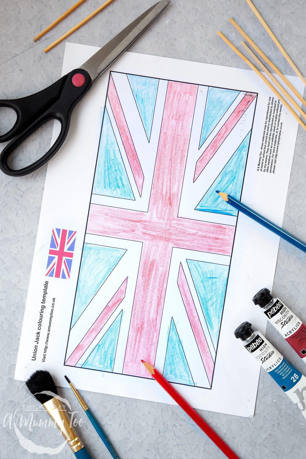 Union Jack colouring in template - A Mummy Too