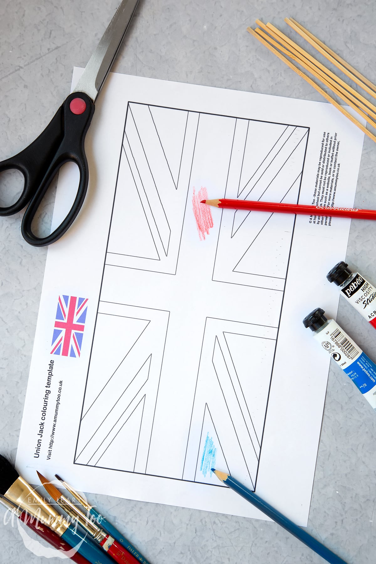 Union Jack colouring in template - A Mummy Too