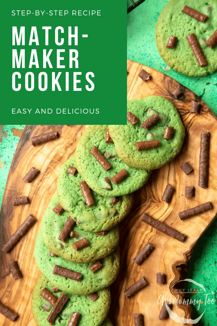 Matchmaker cookies arranged on a wooden board. Caption reads: step-by-step recipe Matchmaker cookies easy and delicious