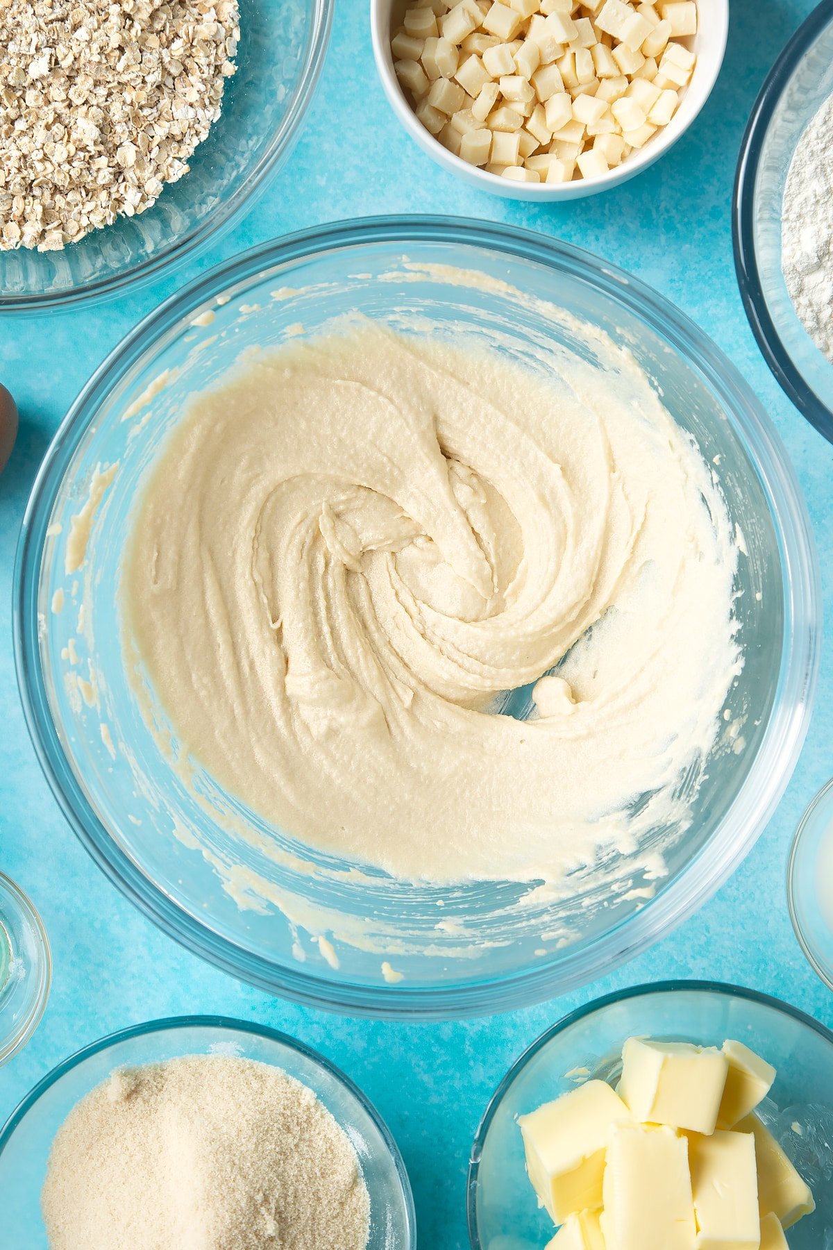 Overhead shot of mixed butter in a bowl