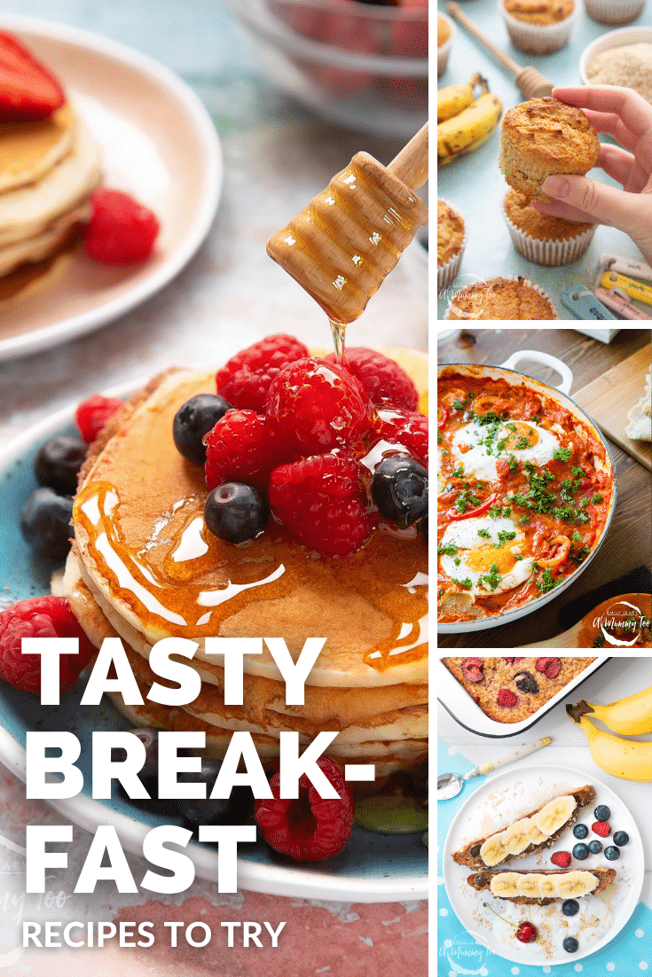 Combination of four images of different breakfast recipes used to promote the breakfast category page.