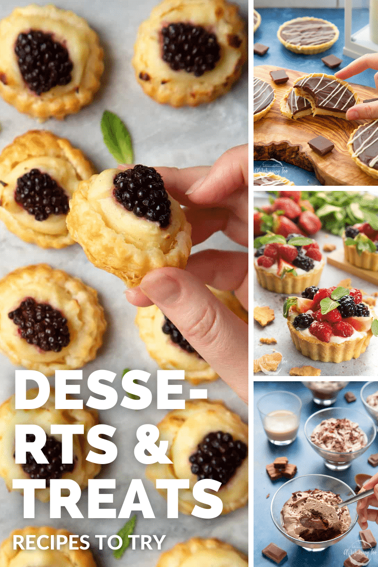 Combination of four images of different Desserts & Treats recipes used to promote the Desserts & Treats category page.