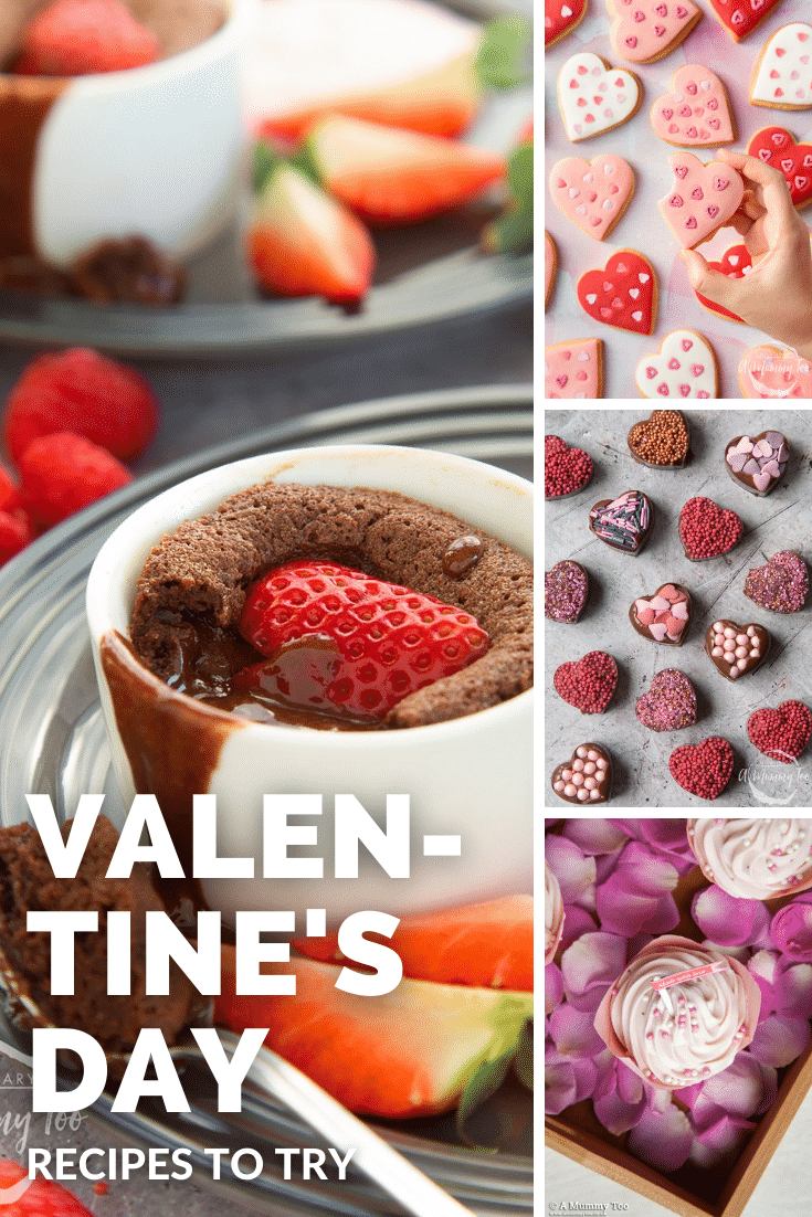 Combination of four images of different Valenties Day recipes used to promote the Valentines Day category page.