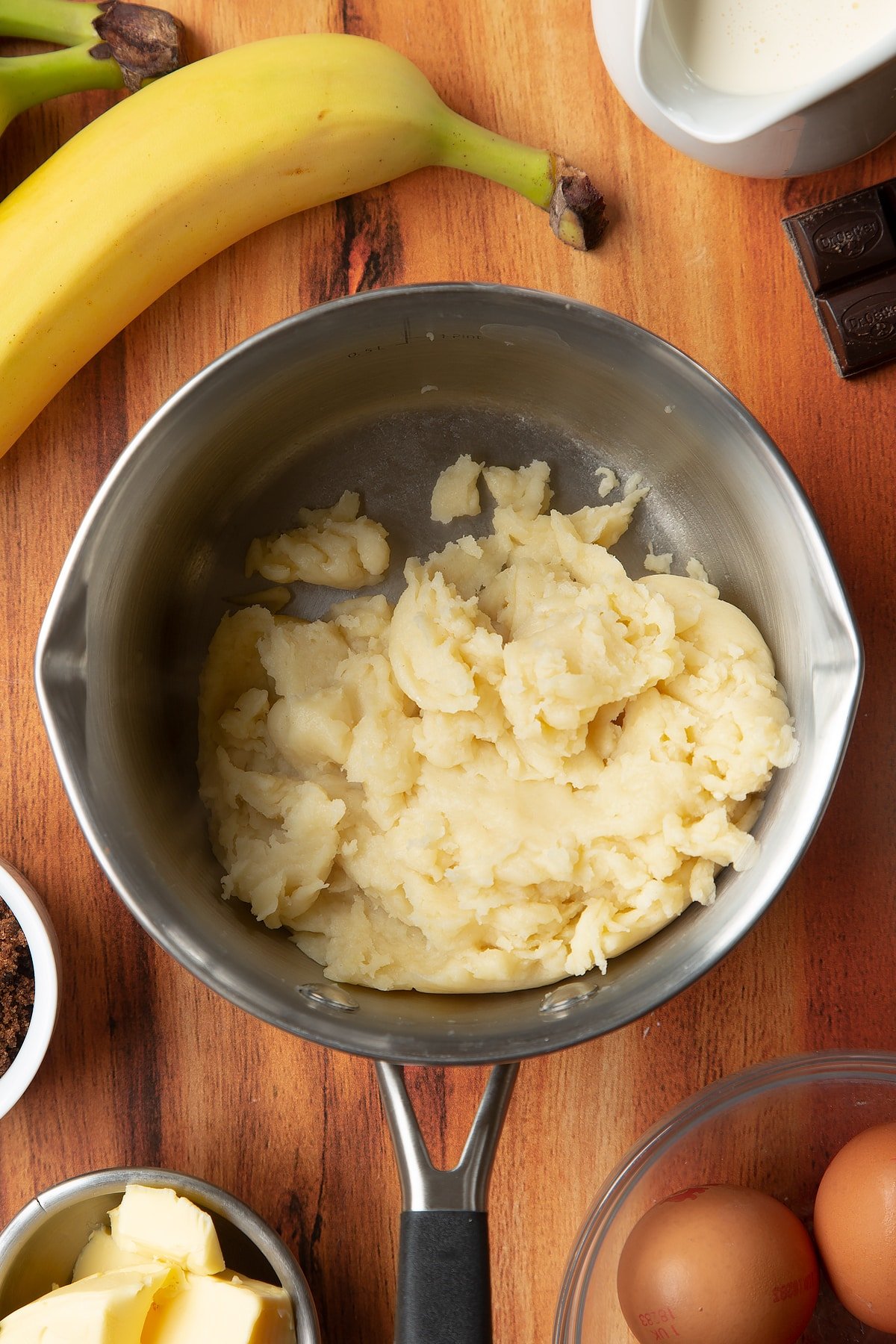 Overhead shot of choux in a pan