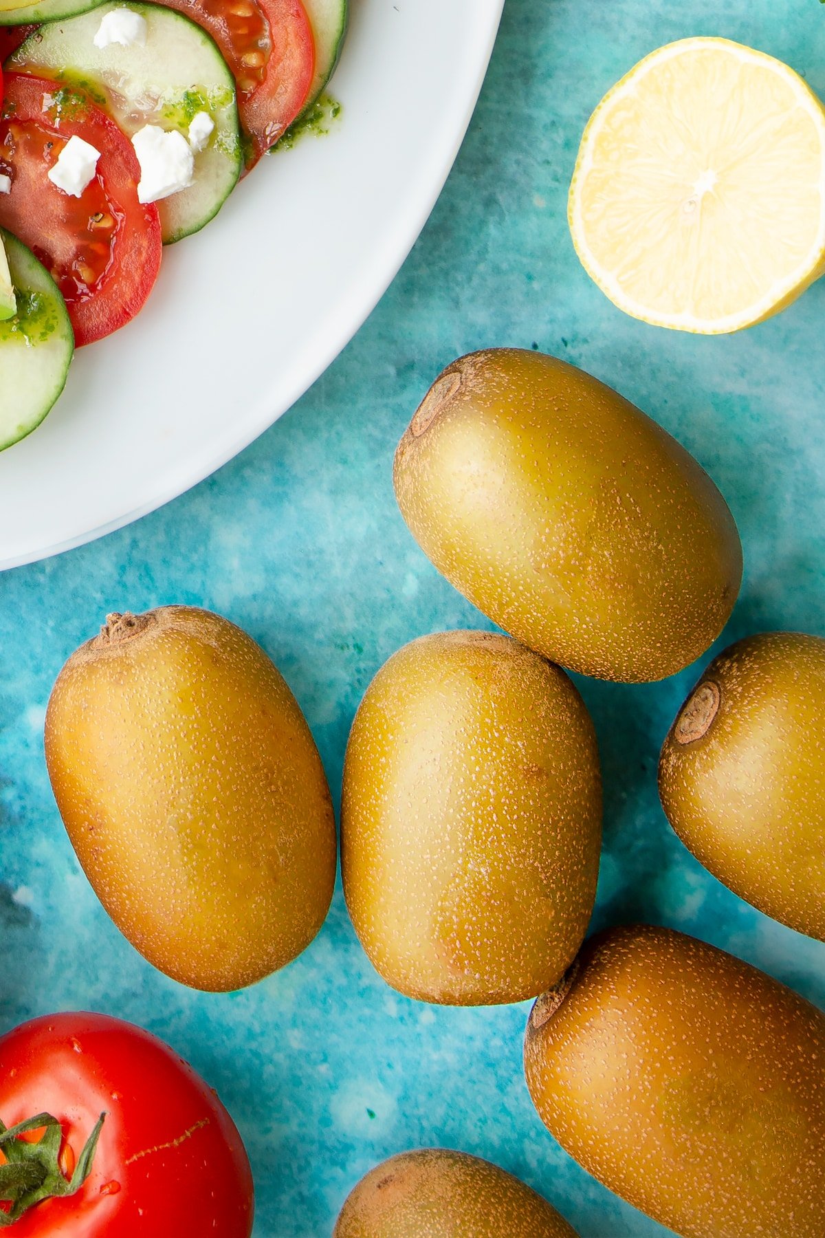 A close up of golden kiwis.