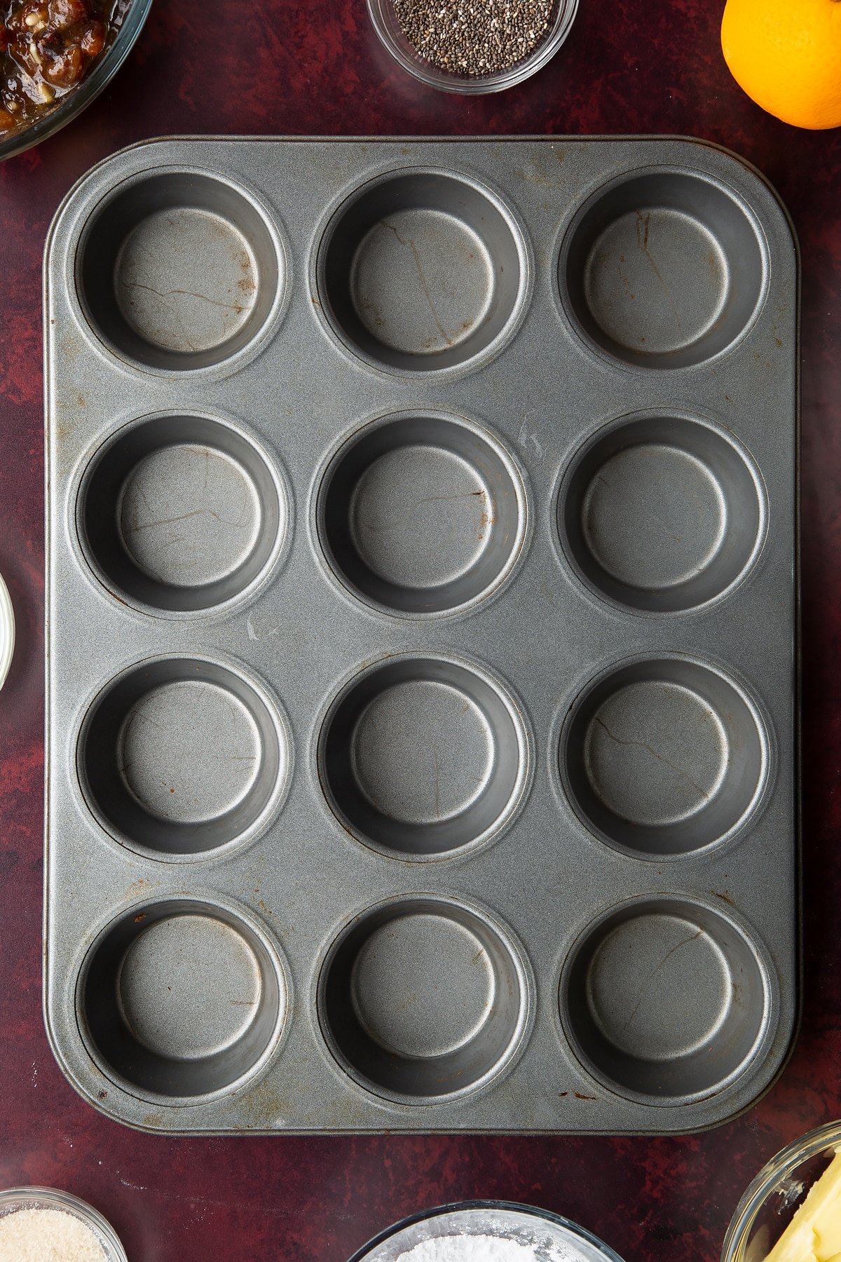 Metal 12-hole muffin tray.