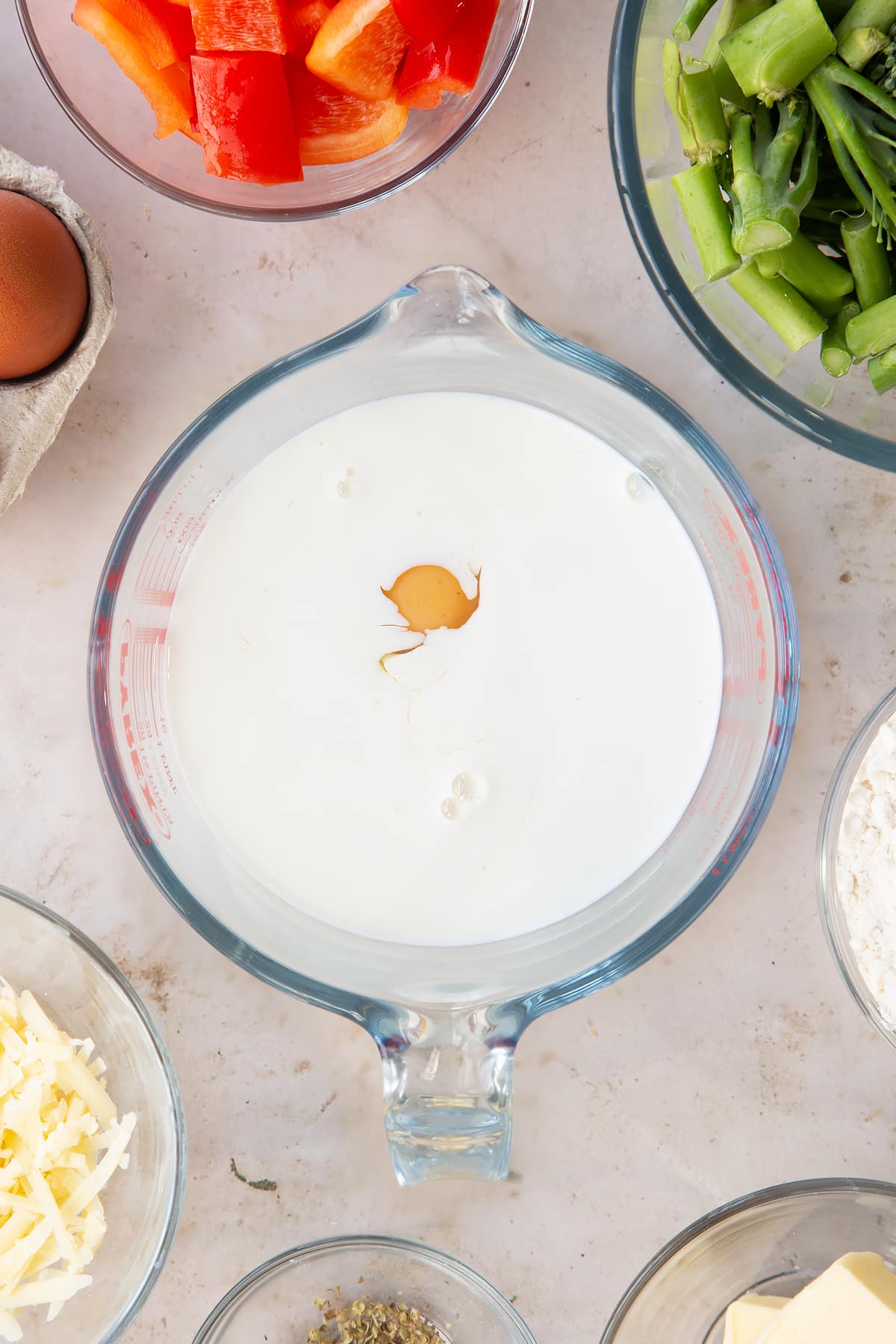 Egg and milk in a jug