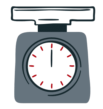 Graphic of kitchen weighing scales.