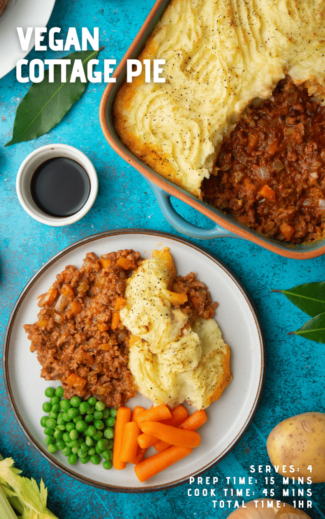 Vegan cottage pie cover image from inside the classic recipes made vegan eBook.
