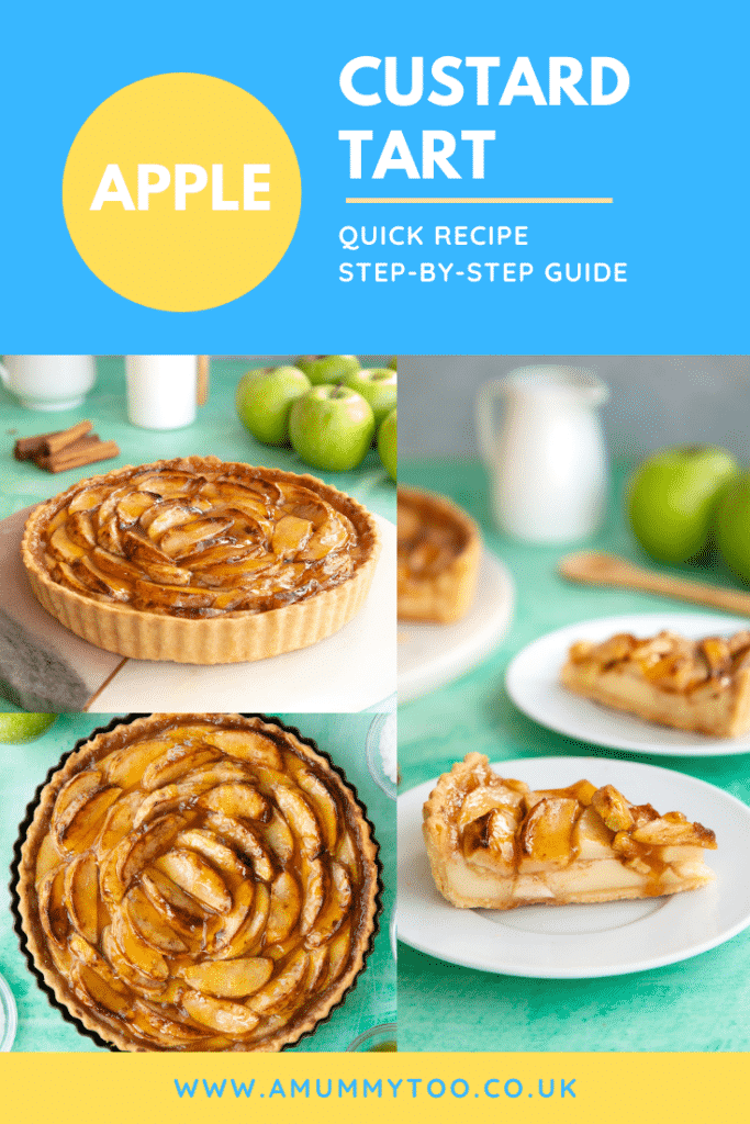 Pinterest image for the apple custard tart.