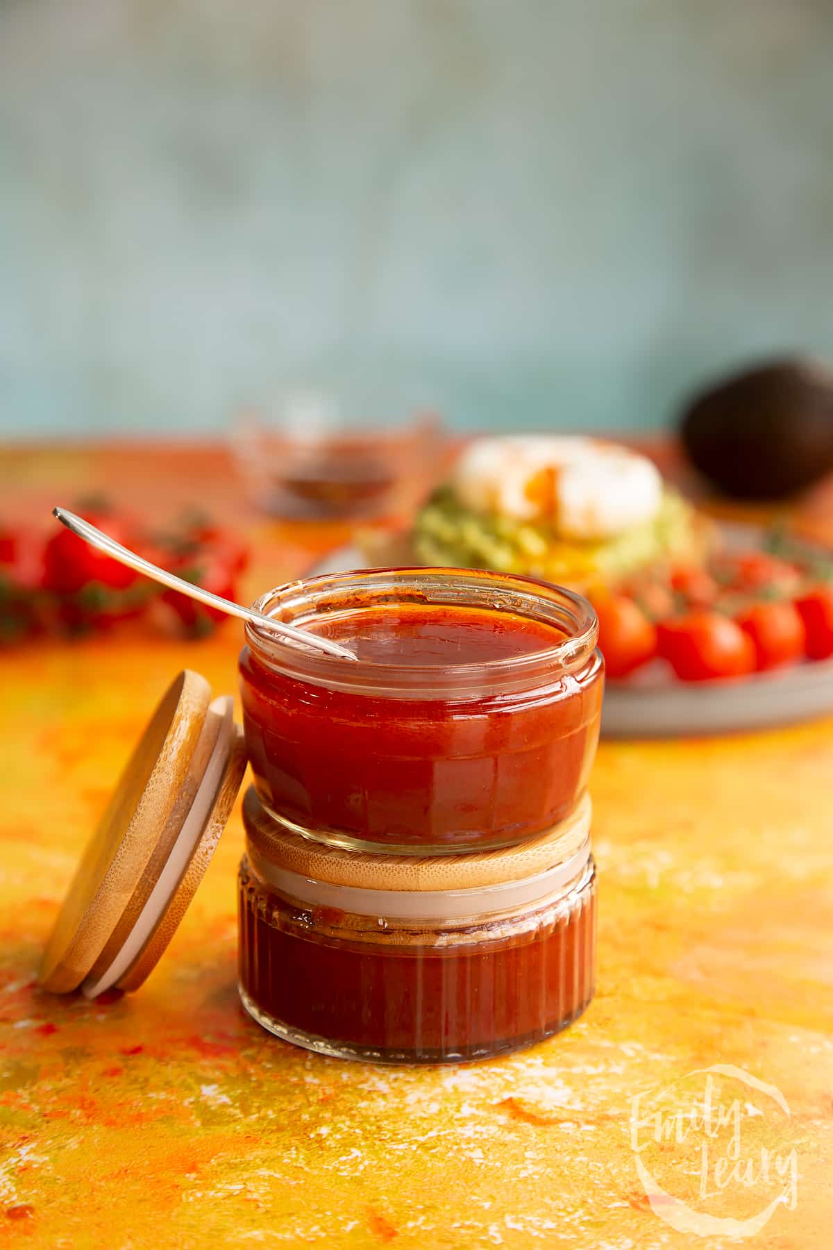 Homemade chipotle dressing in a serving dish.