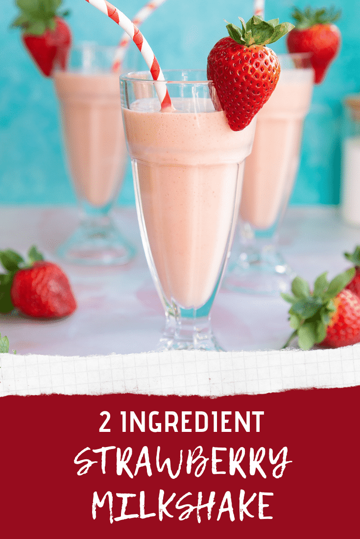 Pinterest image for ice cream strawberry milkshake.