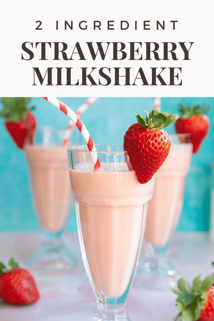 Pinterest image for ice cream strawberry milkshake.