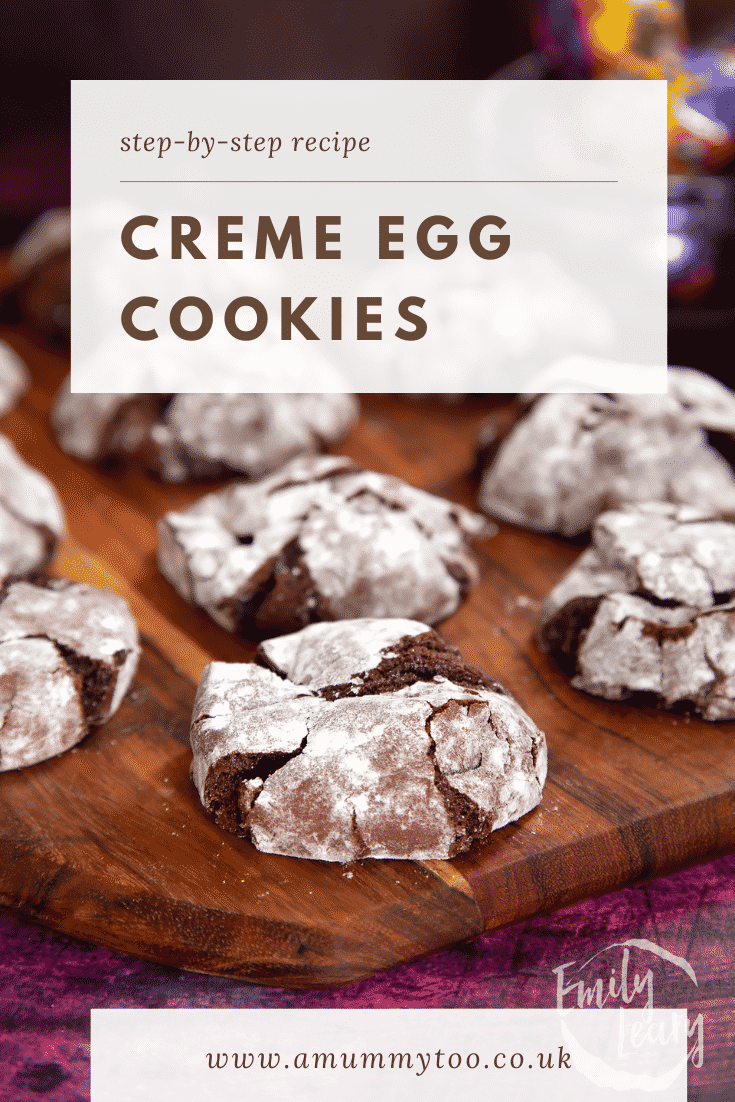 Pinterest image for the Creme Egg Cookies.