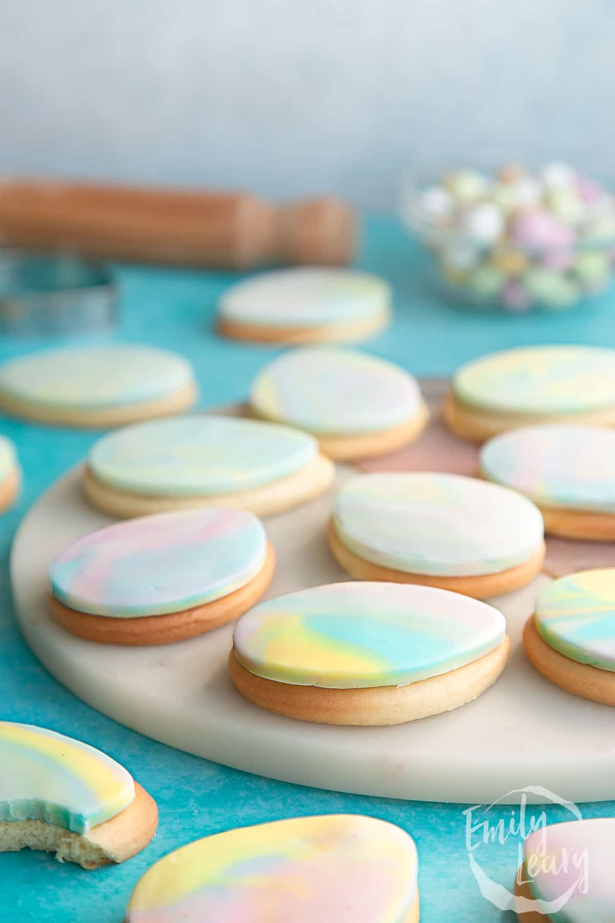 Sie on shot of the finished Easter sugar cookies.