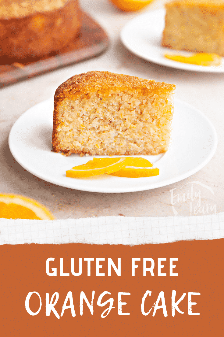 Pinterest image for the gluten free orange cake.