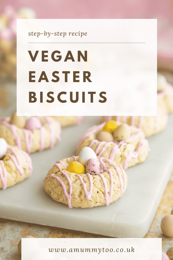 Pinterest image for vegan, gluten free easter biscuits.