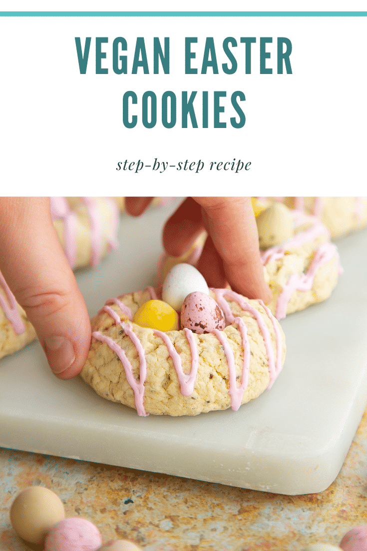 Pinterest image for vegan, gluten free easter biscuits.