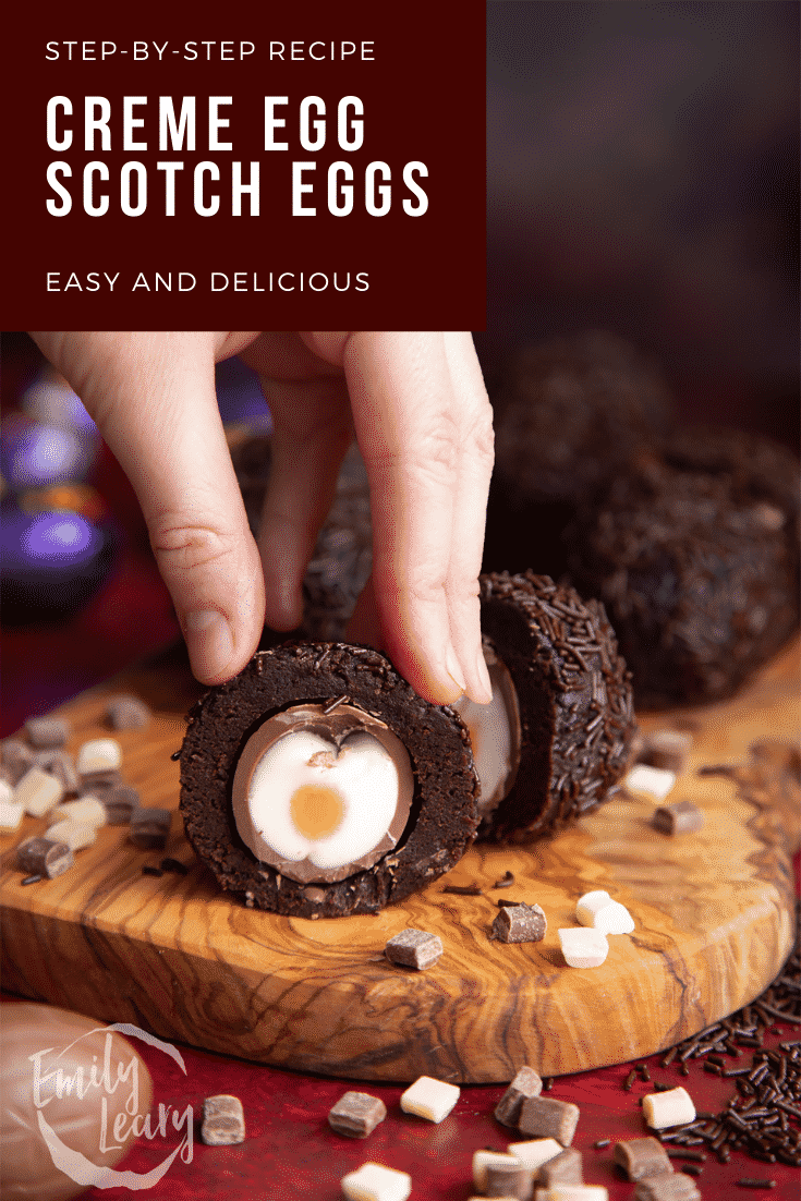 Pinterest image for creme Egg Scotch eggs.