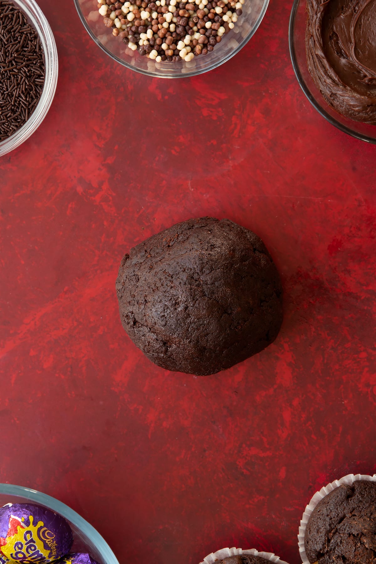 Muffin mix rolled into a ball.