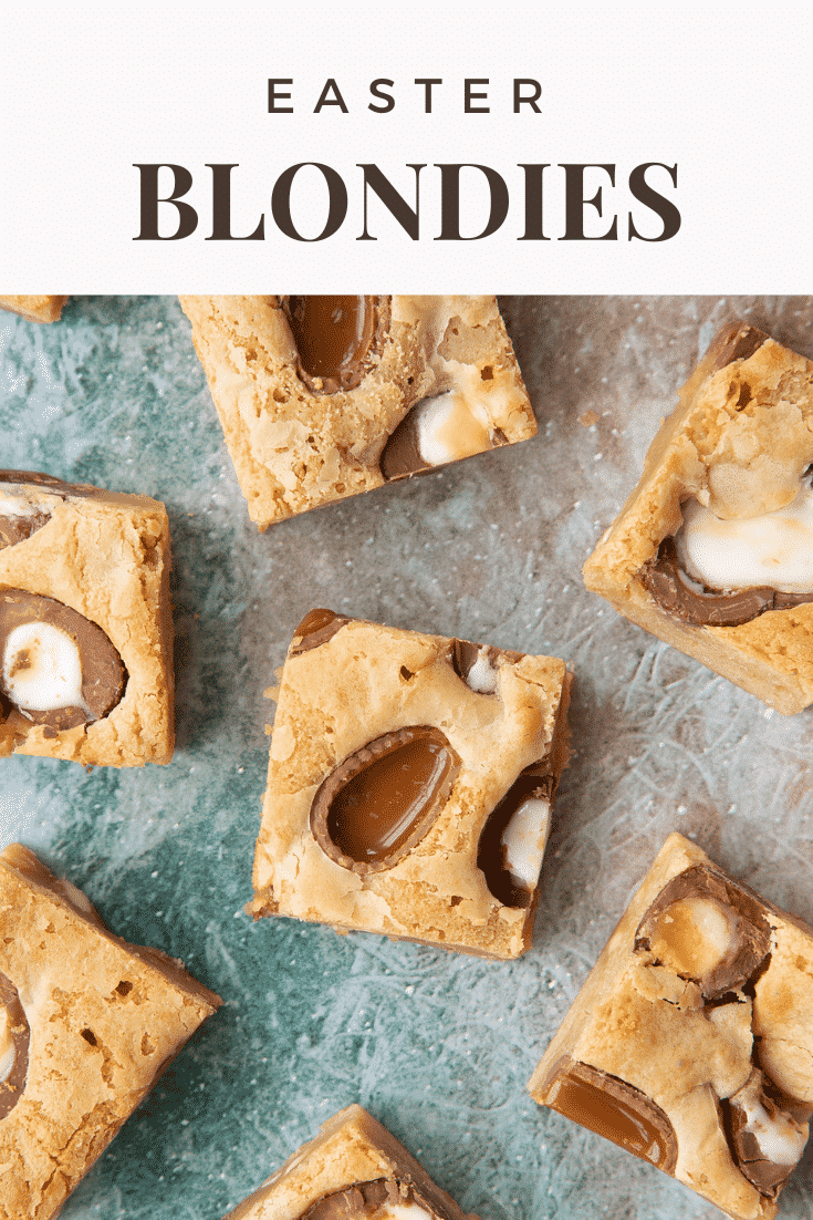 Pinterest image for the easter blondies.