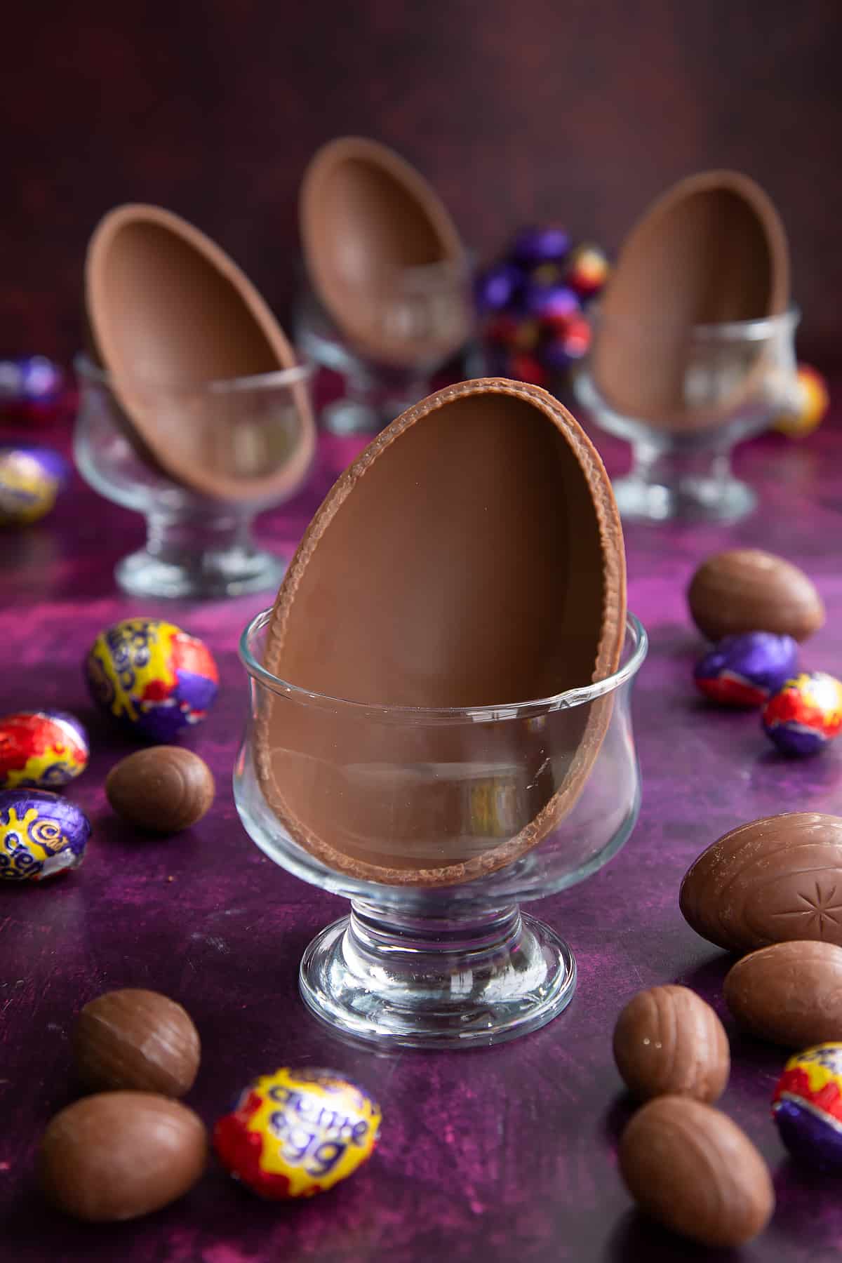 Half an empty Easter egg inside a decorative bowl.