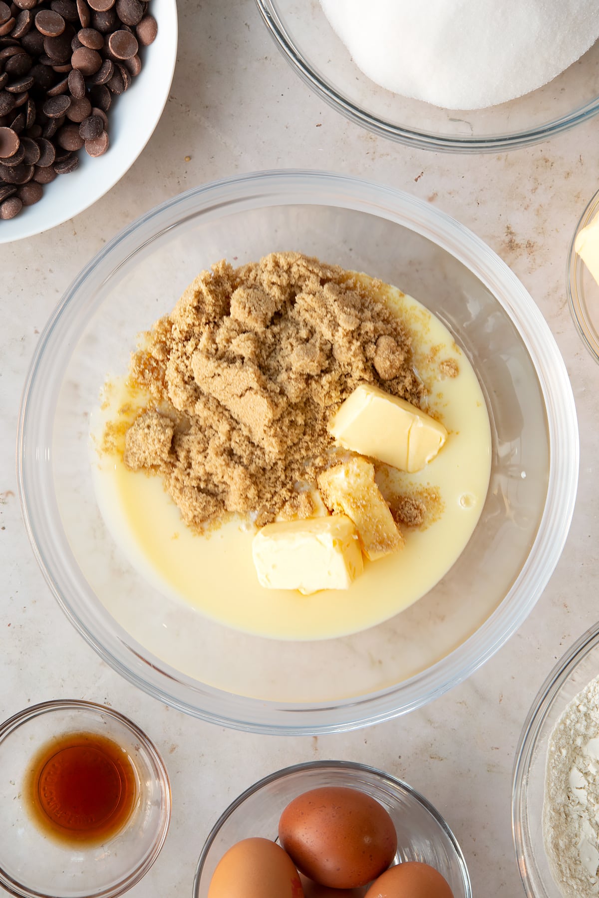 butter, light soft brown sugar and condensed milk in a large bowl.