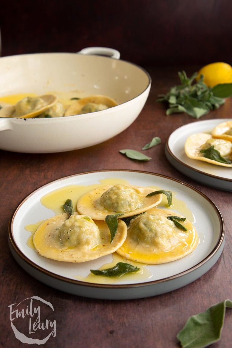Spinach and Ricotta Ravioli with Sage Butter