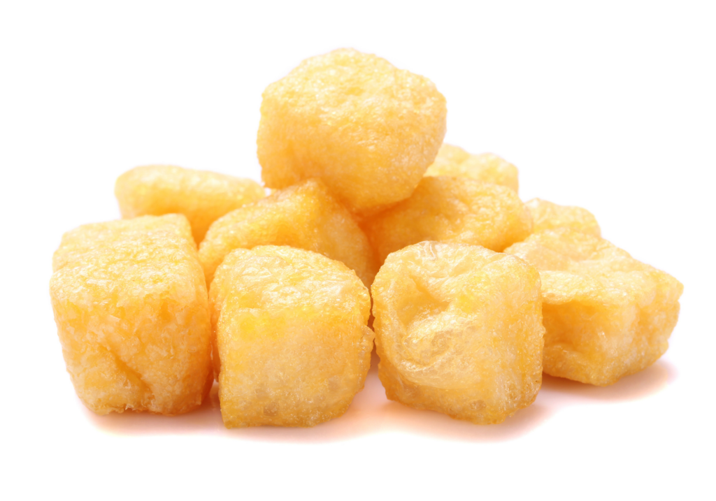 tofu puffs on a white backgrounf=