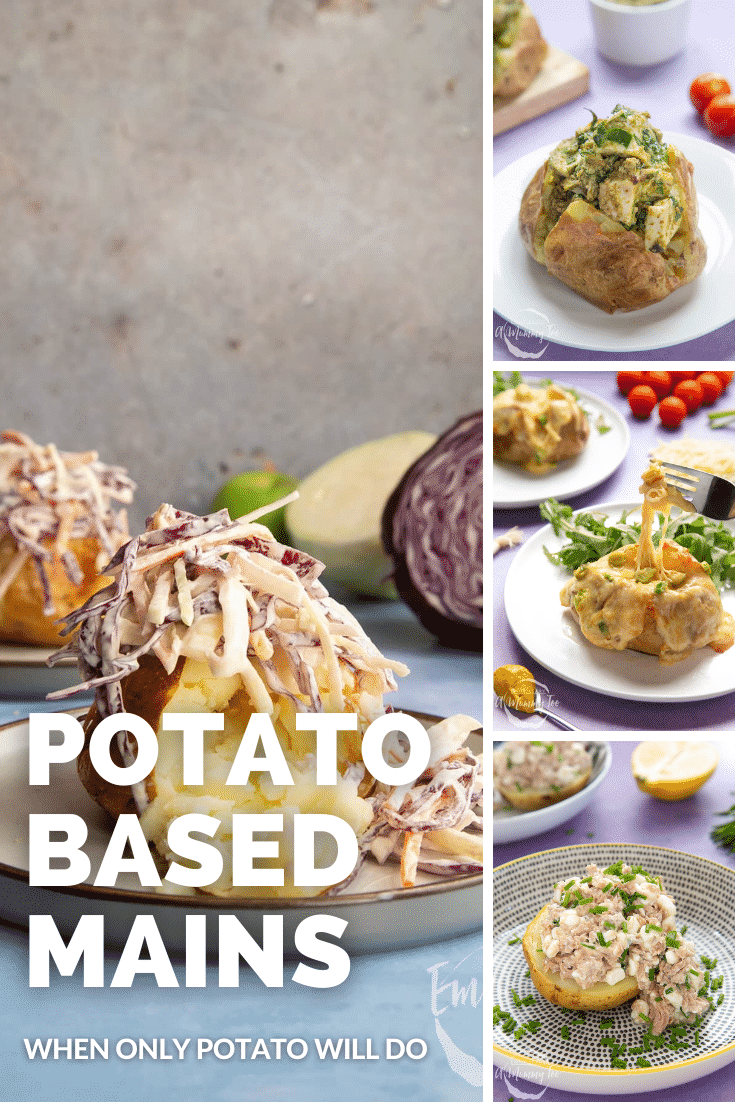 Combination of four images of different potato based recipes used to promote the potato category page.