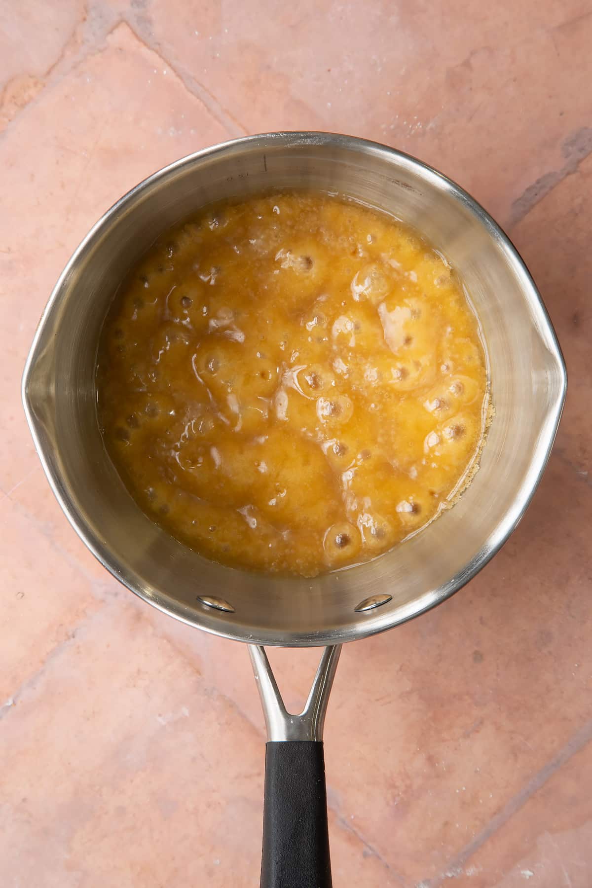 thickened sugar and butter mix in a small saucepan.