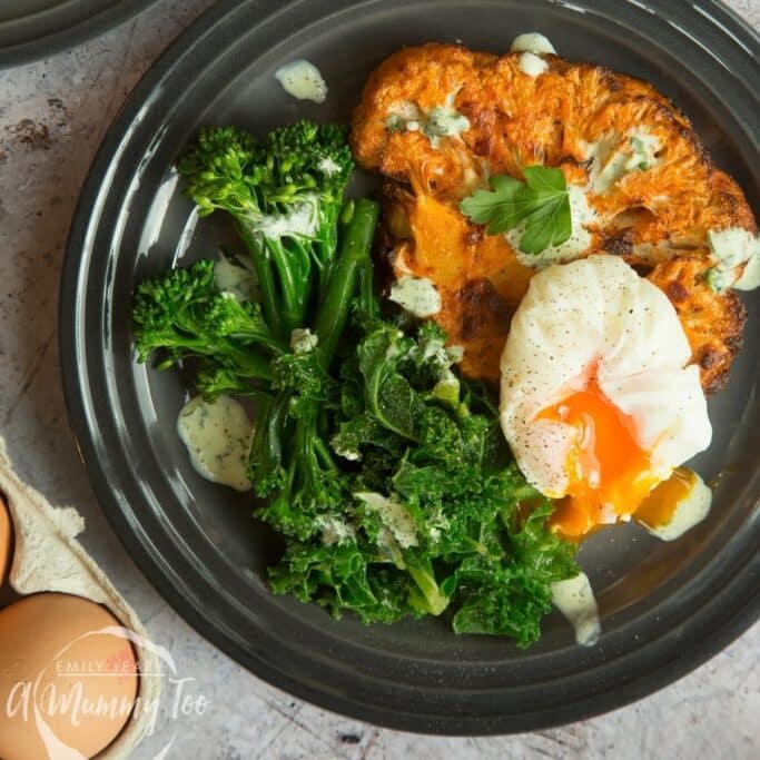 Cauliflower Steak and Eggs Breakfast