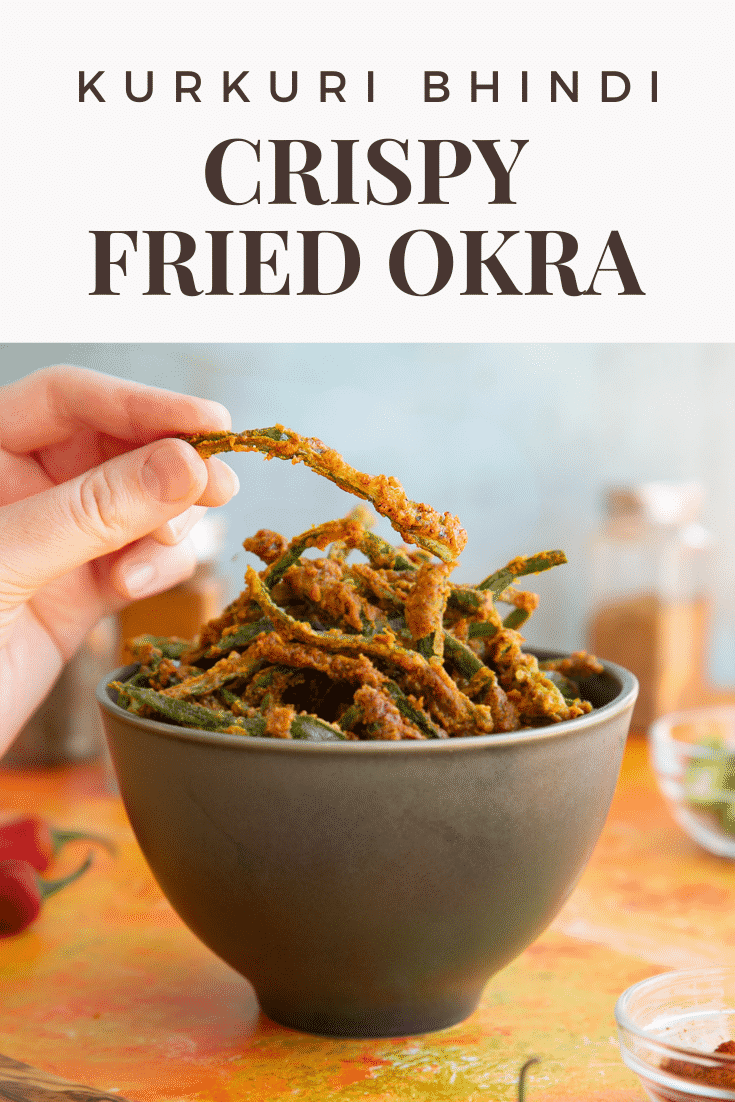 Pinterest image for kurkuri bhindi.