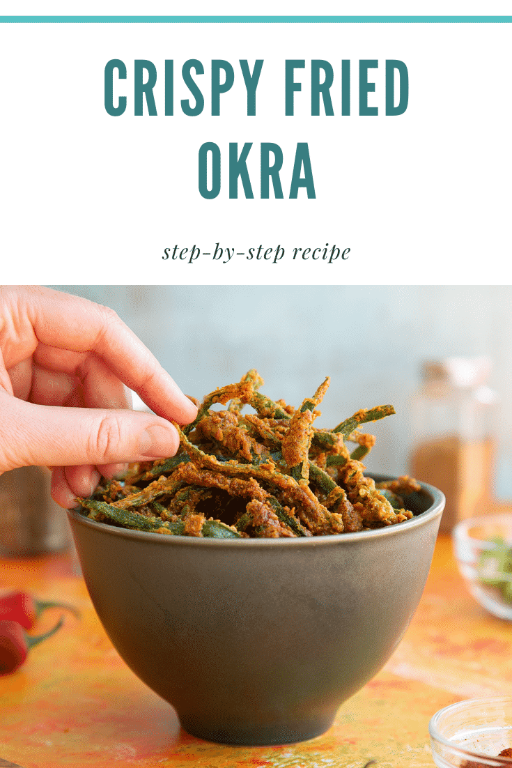 Pinterest image for kurkuri bhindi.