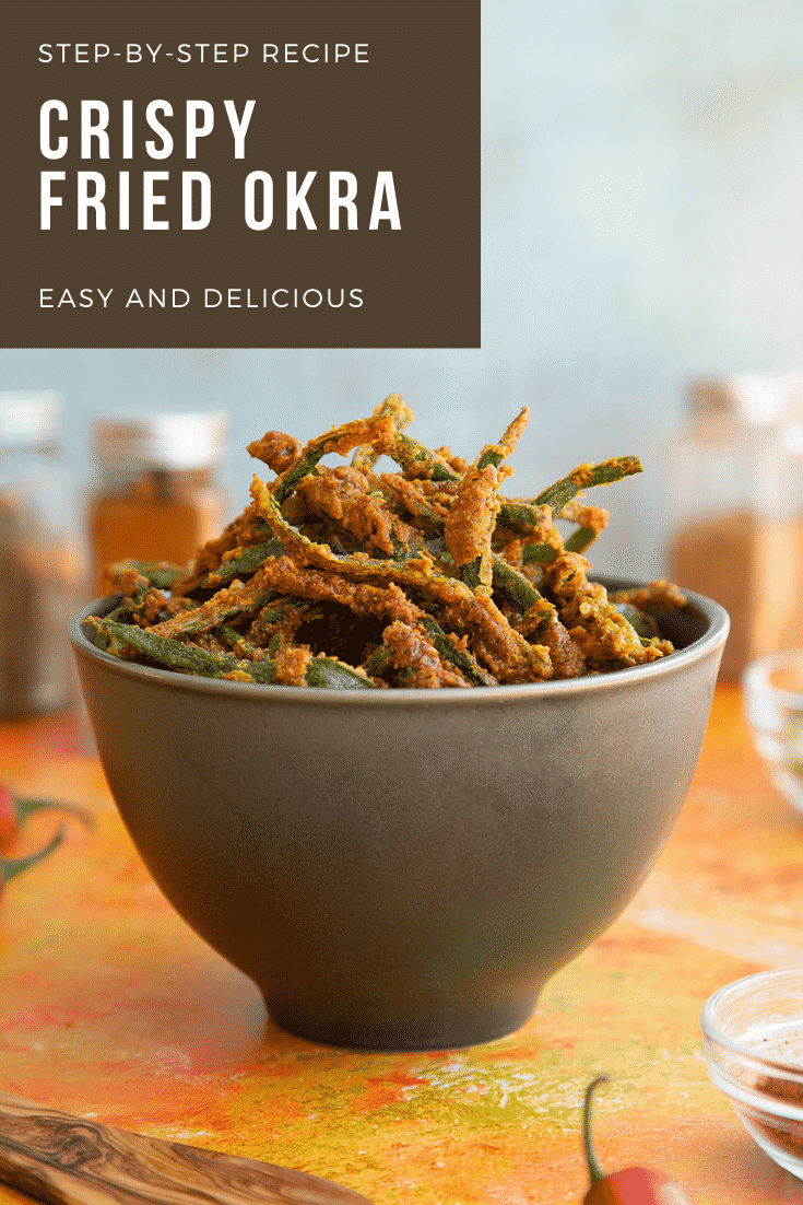 Pinterest image for kurkuri bhindi.