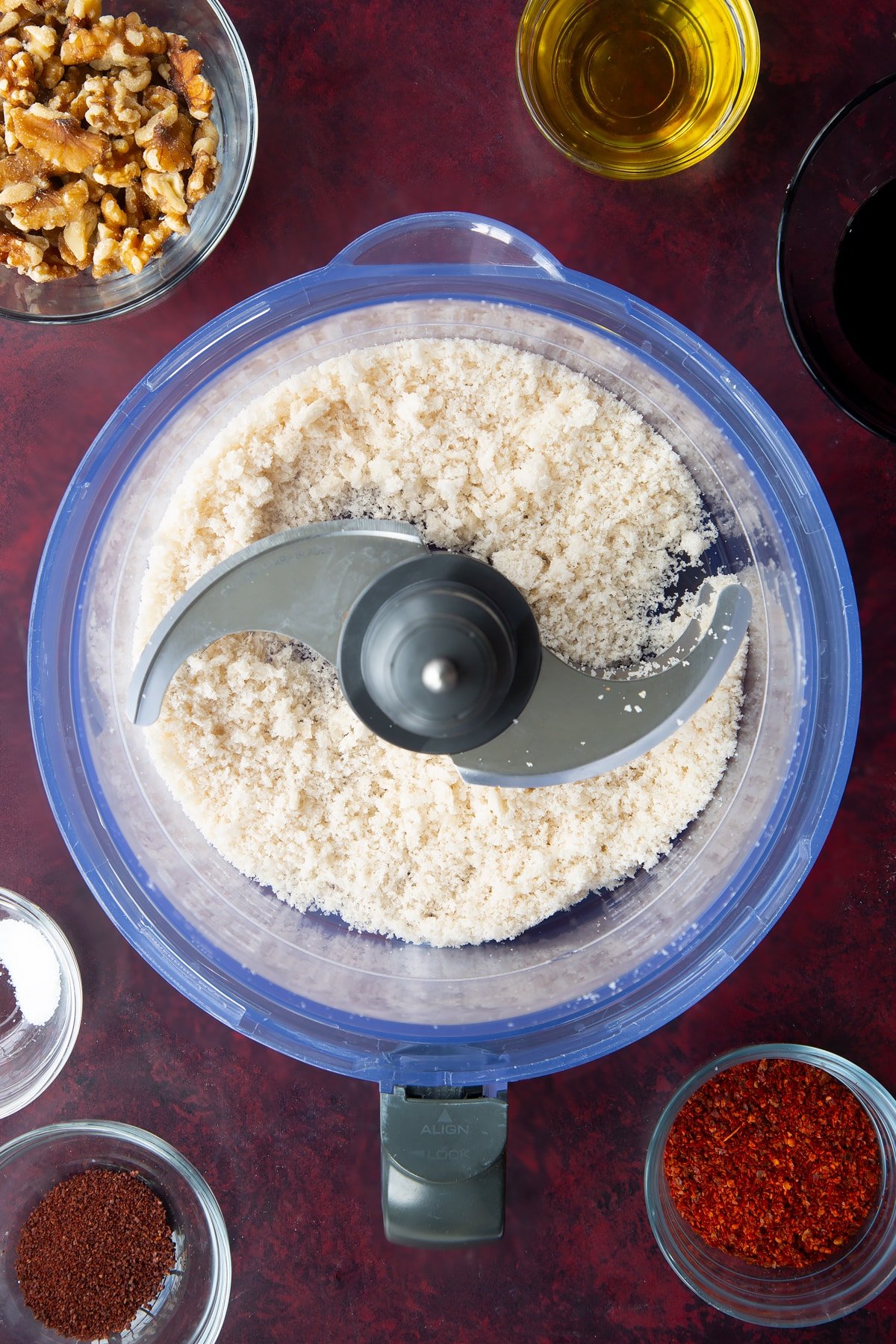 white breadcrumbs in a food processor.