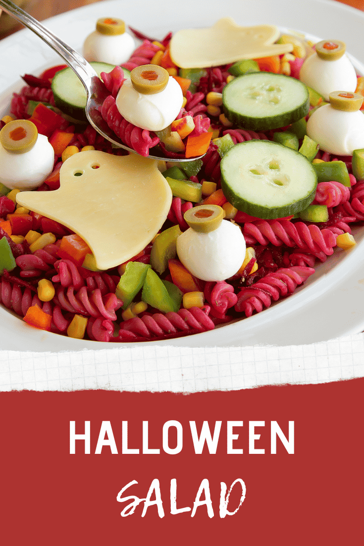 Pinterest image for the halloween salad.