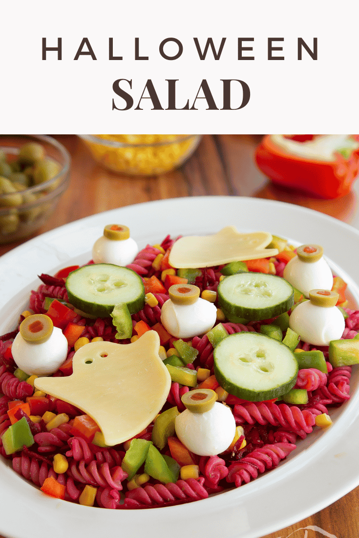 Pinterest image for the halloween salad.