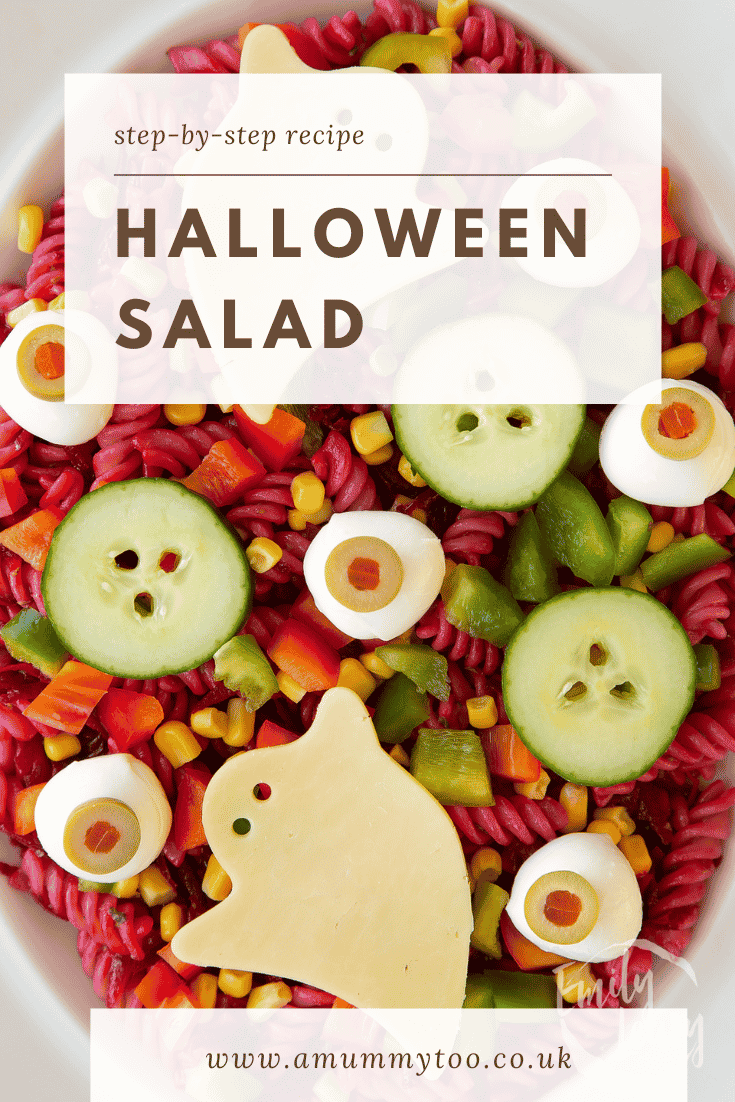 Pinterest image for the halloween salad.