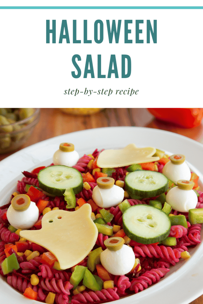 Pinterest image for the halloween salad.