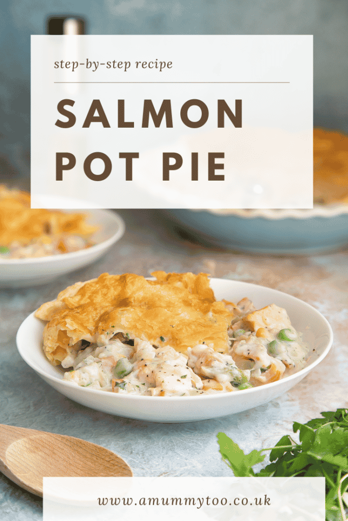 Pinterest image for the salmon pot pie.