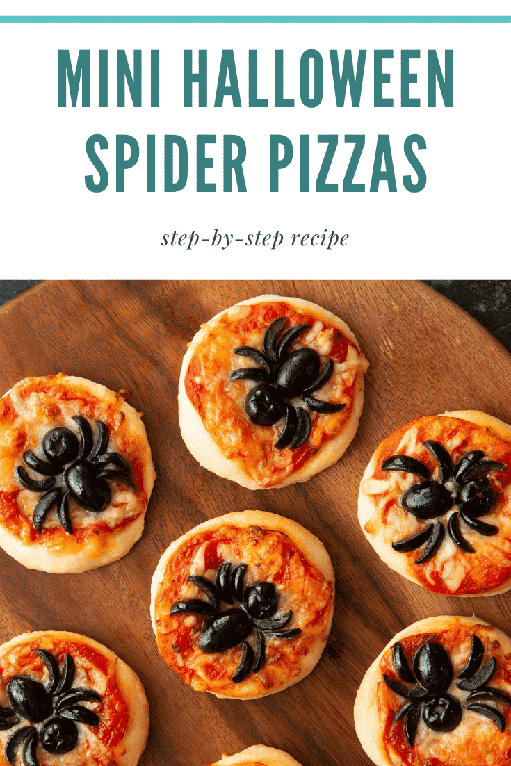 spooky spider pizzas