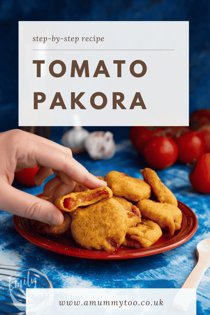 Pinterest image of the tomato pakora
